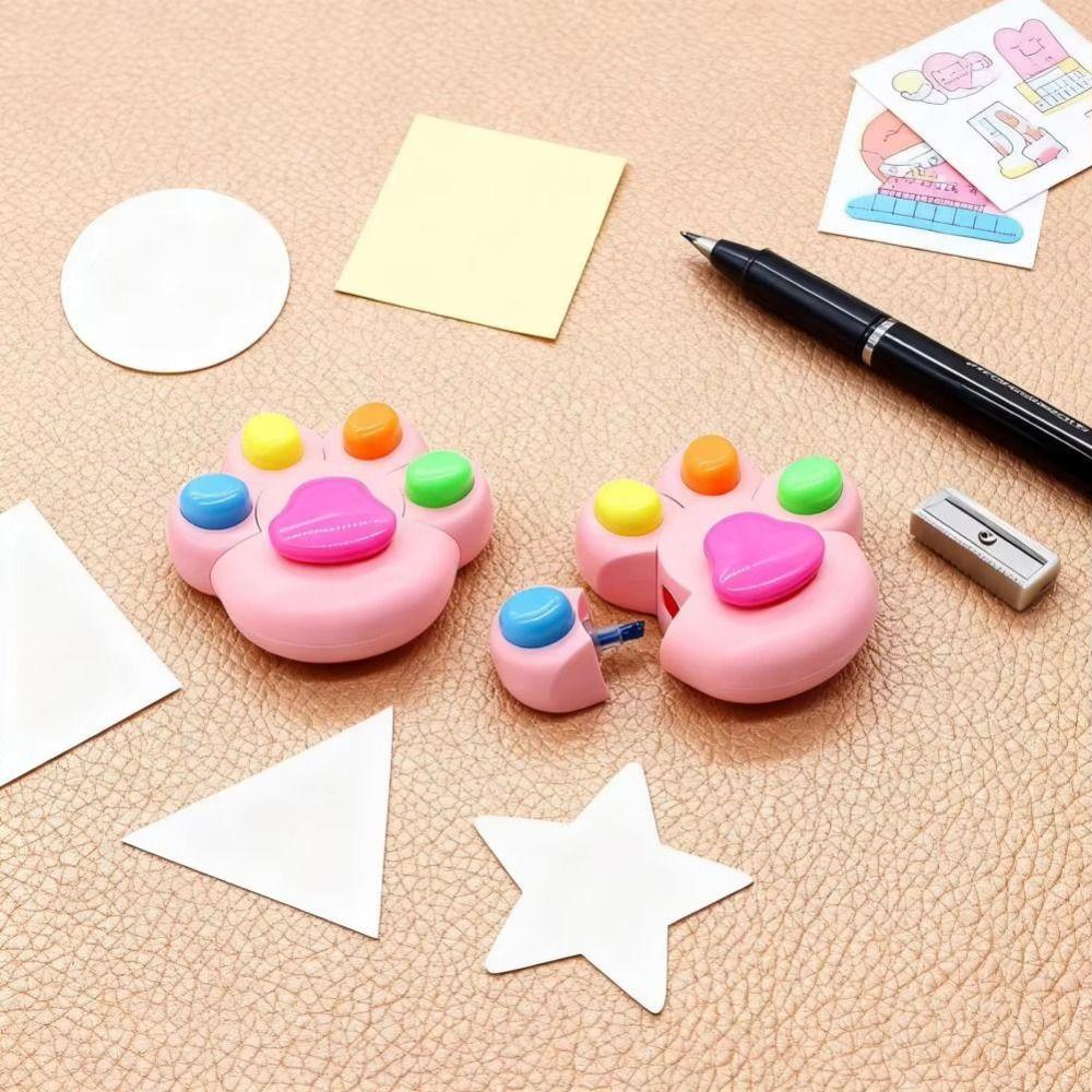 Cartoon Cat Paw Highlighter Pen Graffiti Marking Funnyl Highlighter Pen Handmade DIY Fluorescent Marker Children's Day Gifts