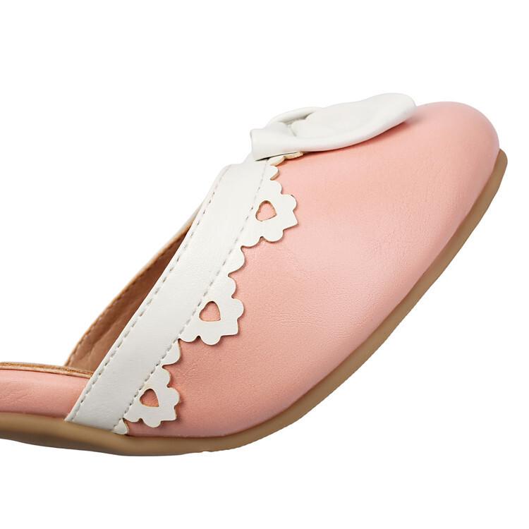 Foreign Order Summer Fashion Cat Heel High Heel Bow Color Matching Hollow Sandals