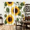 2PCS Digital Printed Curtains, Sunny Day Sunflower Summer Floral Yellow, Window Curtains for Living Room Bedroom Home Decoration