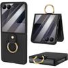 Ring Holder Case for Samsung Galaxy Z Flip7 5G, with Glass for External Screen, Black
