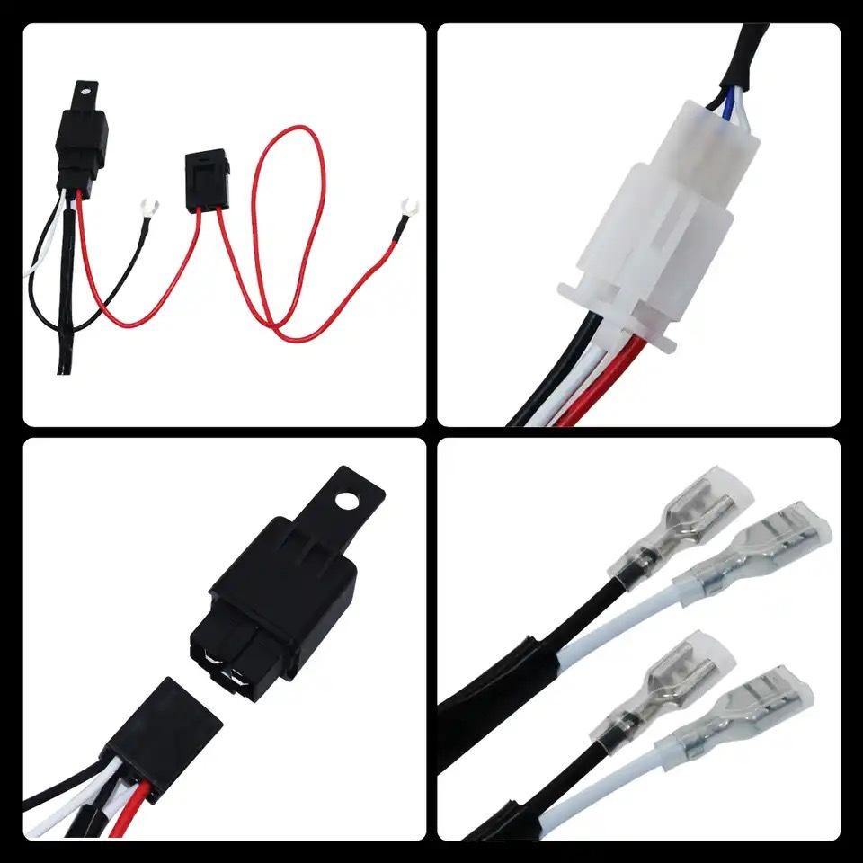 12v 40a High Power Car Light Wiring Harness 1-to-2 Pure Copper Cable Set With Switch For Led Spotlights