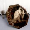 Cats and Vintage Flowers Pattern, Automatic Folding Umbrella, Portable and Foldable Design, 8 Ribs, a Christmas or Birthday Gift.