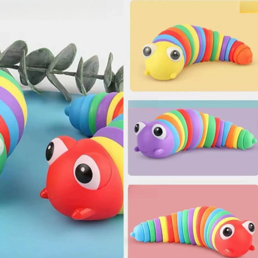 Fidget Slug Toy For Children 3D Colorful Sensory Slug Relieves Fun Decompression Toy Creative Twist Caterpillar Fidget Toys