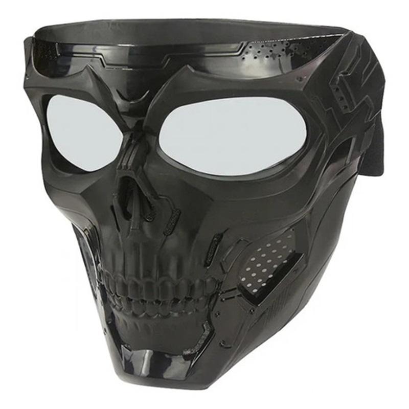 Scary Full Face Skull Mask (black) With Glasses For Hallowee