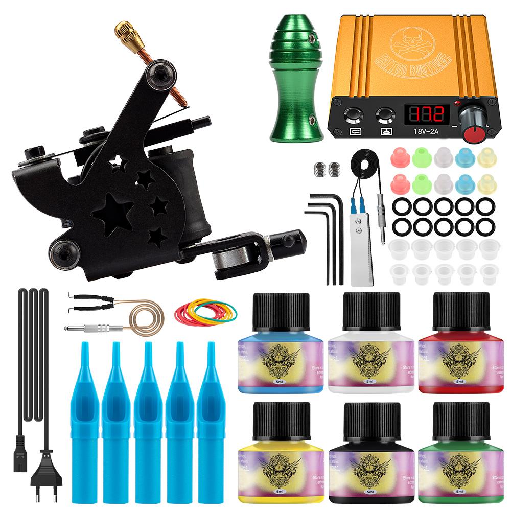 PHOENIXY Tattoo Kit 6 Colors Tattoo Inks, Tattoo Gun Machines, Grips, Power Supply, and Accessories Set for Beginners