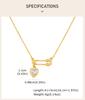Cubic Zirconia Heart Love Charms Safety Pin Pendant Necklace, Women Necklace Adjustable Stainless Steel Jewelry