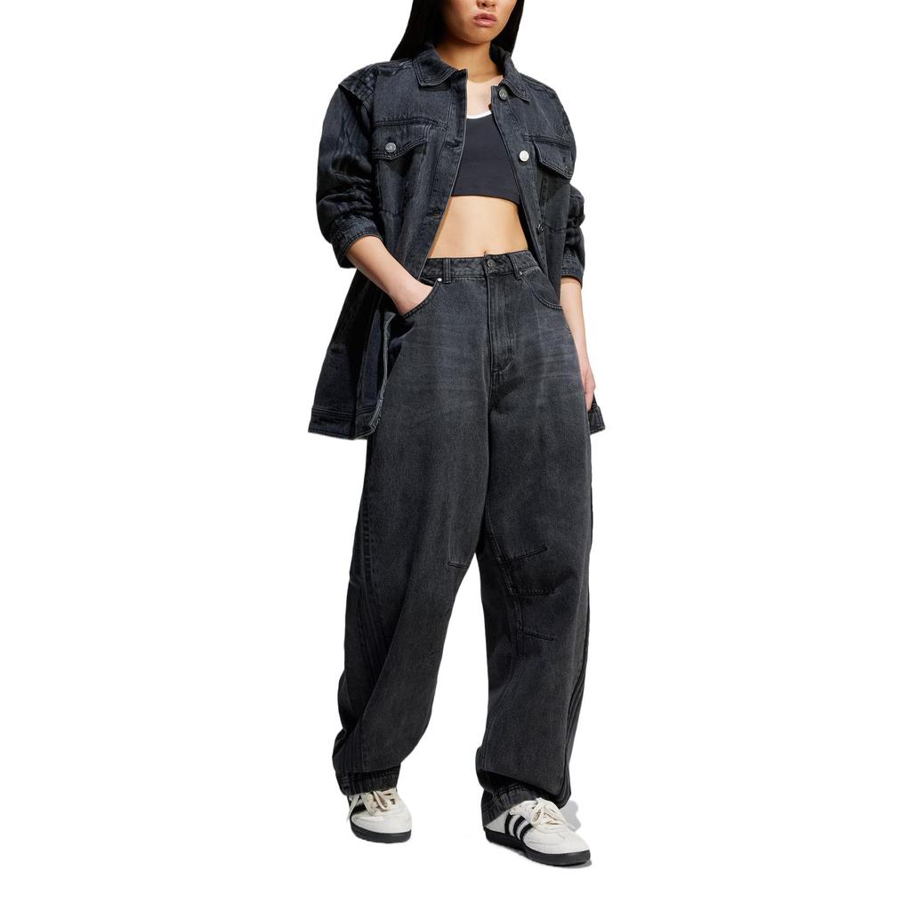 adidas Originals Denim Shirt Jacket Comfortable Fashion Versatile Casual Jacket Women Jackets Black JY8882