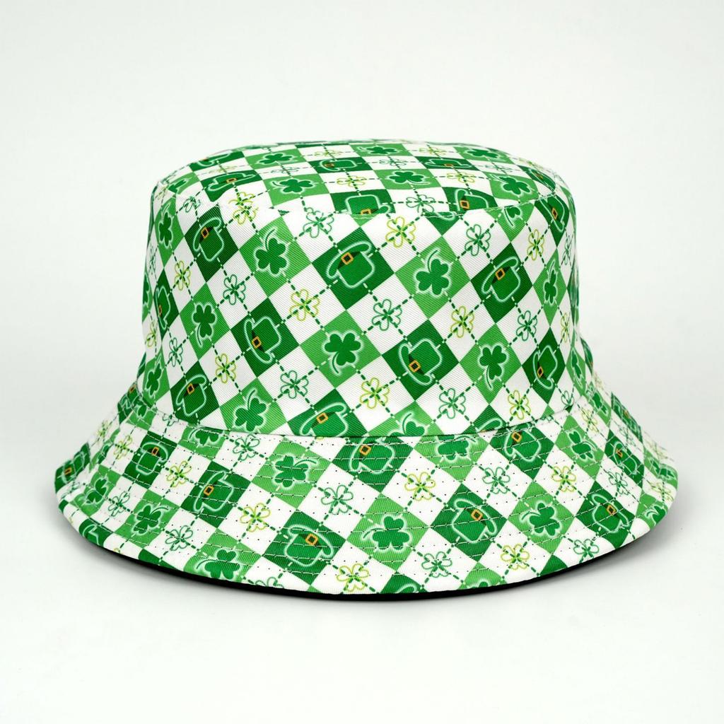 Men's And Women's St. Patrick's Day Fisherman Hat Big Head Circumference Double-sided Basin Hat Outdoor Hat