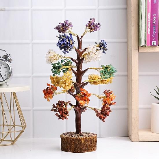 Seven Chakra Tree  for Home Decoration Crystal Tree for Positivity Goodluck GemstoneStone Tree for Living Room,Decor Gift