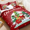 3Pcs Multicolor Duvet Cover Bedding Night Comforter Cover Christmas Pattern Bed Collections Soft Polyester Fibre Comforter Collections
