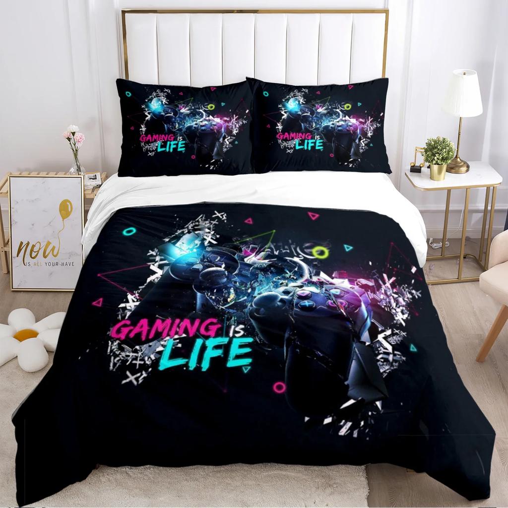 Gamer Game Controller Duvet Cover Comforter Bedding Sets Soft Quilt Cover and Pillowcases for Teens Boy Single/Double/Queen/King