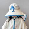 Kids Wide Brim Sun Hat Solar Rechargeable Fan Neck Flap Uv Protection For Summer Beach Activities