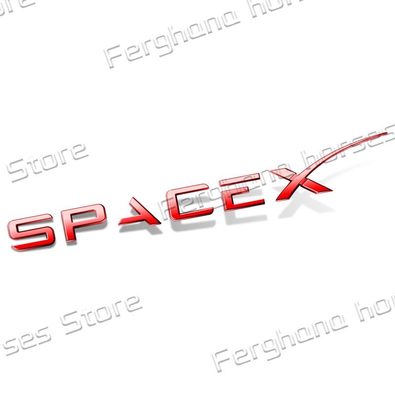 

ABS Plastic 3D Car Body Fender Side Emblem Sticker Decor For SpaceX Letter Logo Rear Trunk Badge Decals Accessories