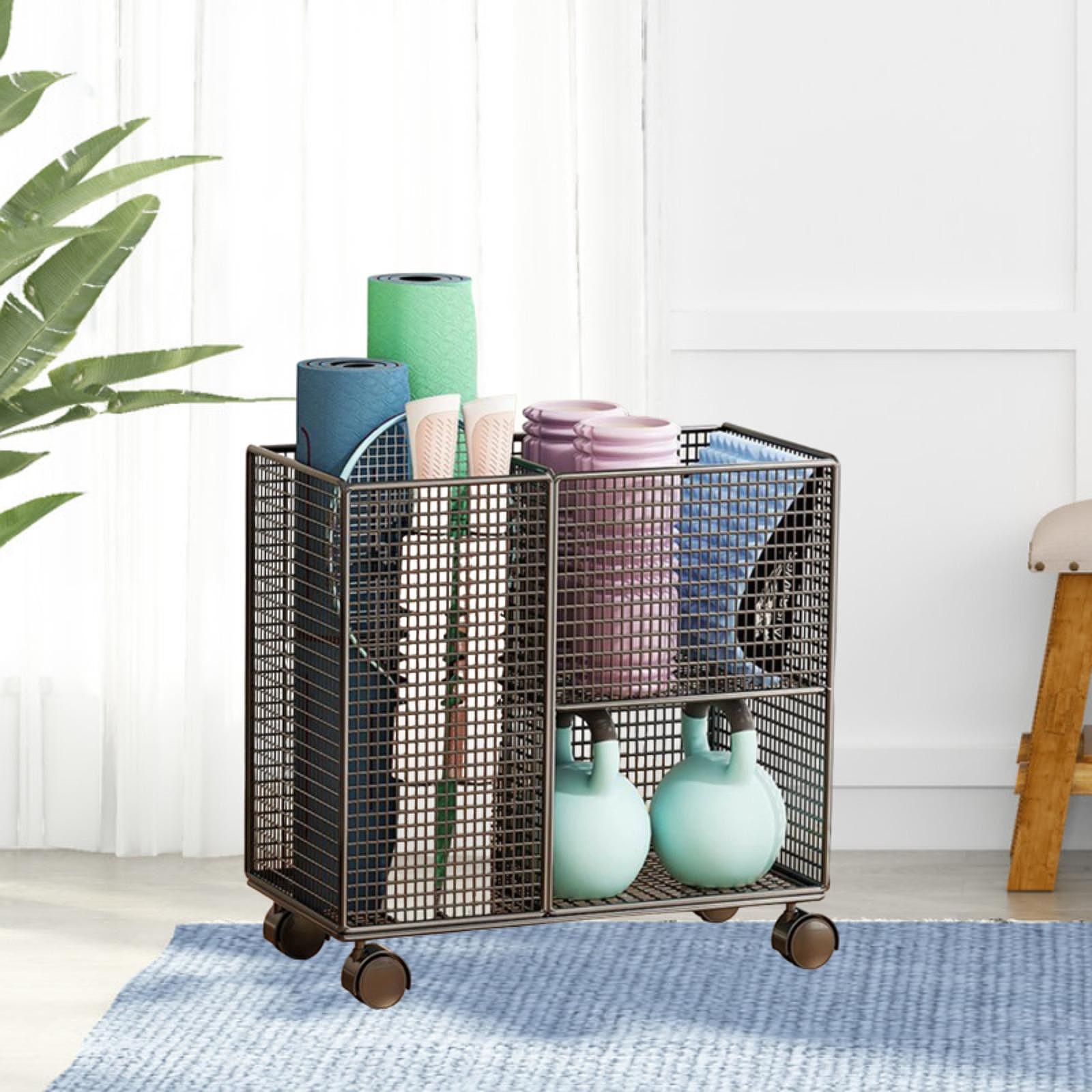 Yoga Mat Storage Rack Foam Roller Multifunction Corner Shelf Home Gym Storage Rack Home Gym Equipment Storage Organizer Cart чёрный