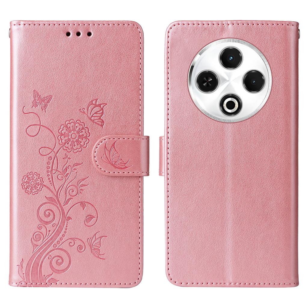 For TECNO Spark 30 4G Leather Case Butterfly Floral Imprint Wallet Stand Cover