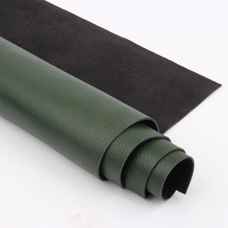 The whole piece of cowhide material, top layer leather, dark green lychee patterned sofa leather fabric, genuine leather table c