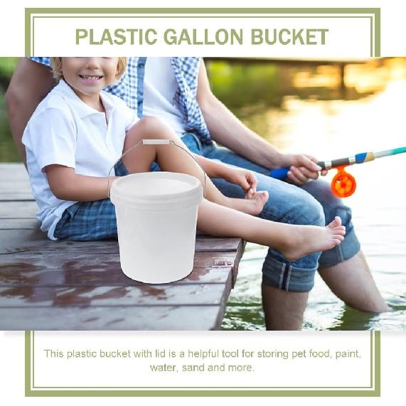 Cabilock Plastic Barrel Containers with Lids Heavy Duty Buckets Small Paints Bucket White Pails with Lids Dog Food Storage Container Plastic Gallon