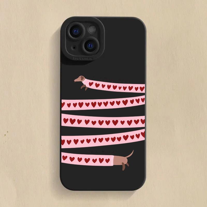 Cute Sausage Dog Pattern Silicone Phone Case For iPhone 17 16 15 14 13 12 11 Pro Max 17 Air 16E XS X XR 7 8 Plus Soft Cover