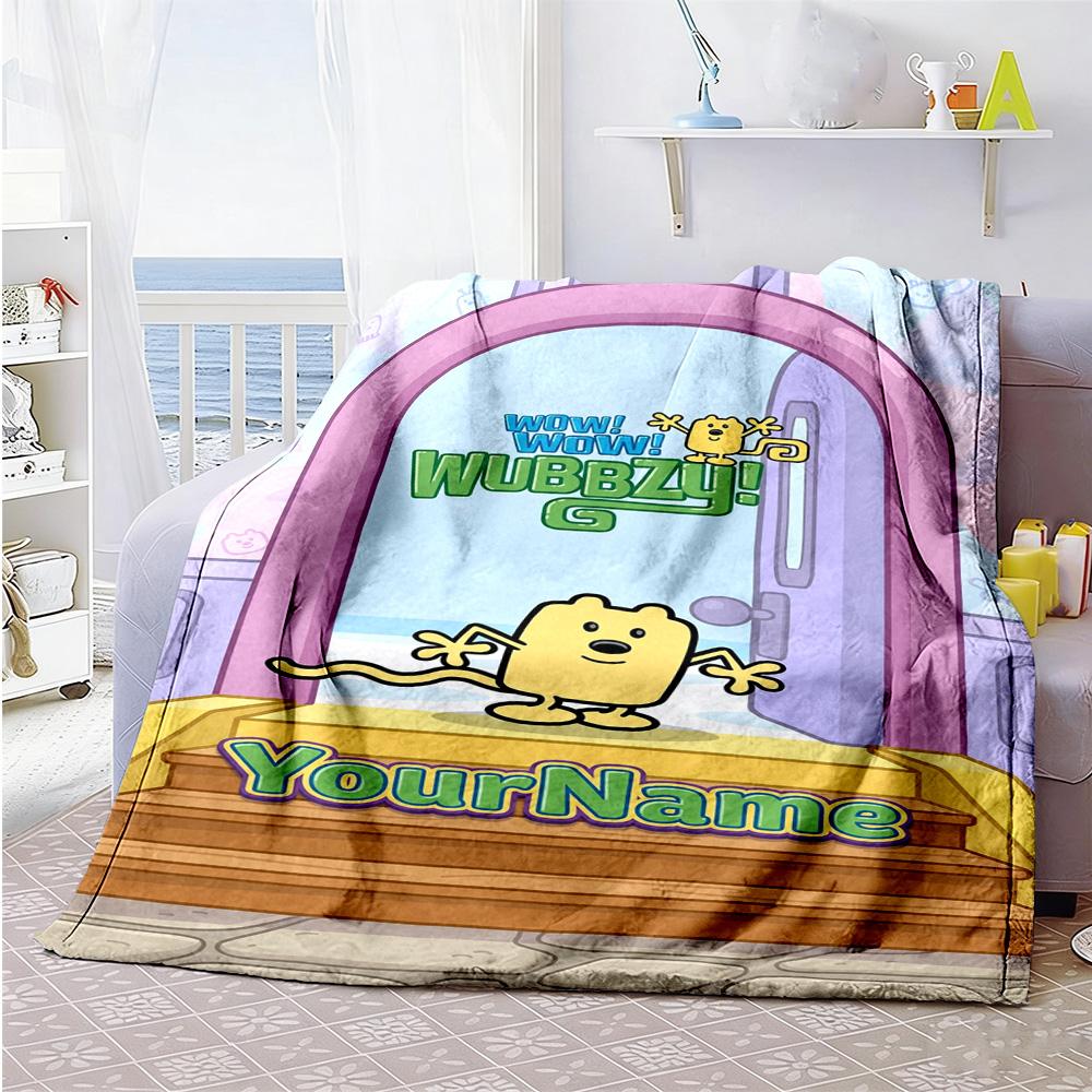 Wow! Wow! Wubbzy Personalized Name Blanket Gift Personalized Blanket Warmthful Decor for Seaside Picnics Couch Bed Ideal for All Seasons