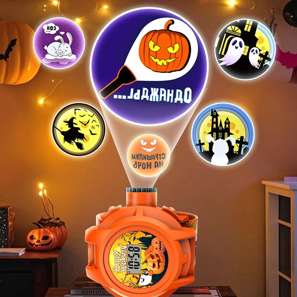 Halloween Projection Electronic LED Watch | 24 Image Display | Adjustable Wrist Strap