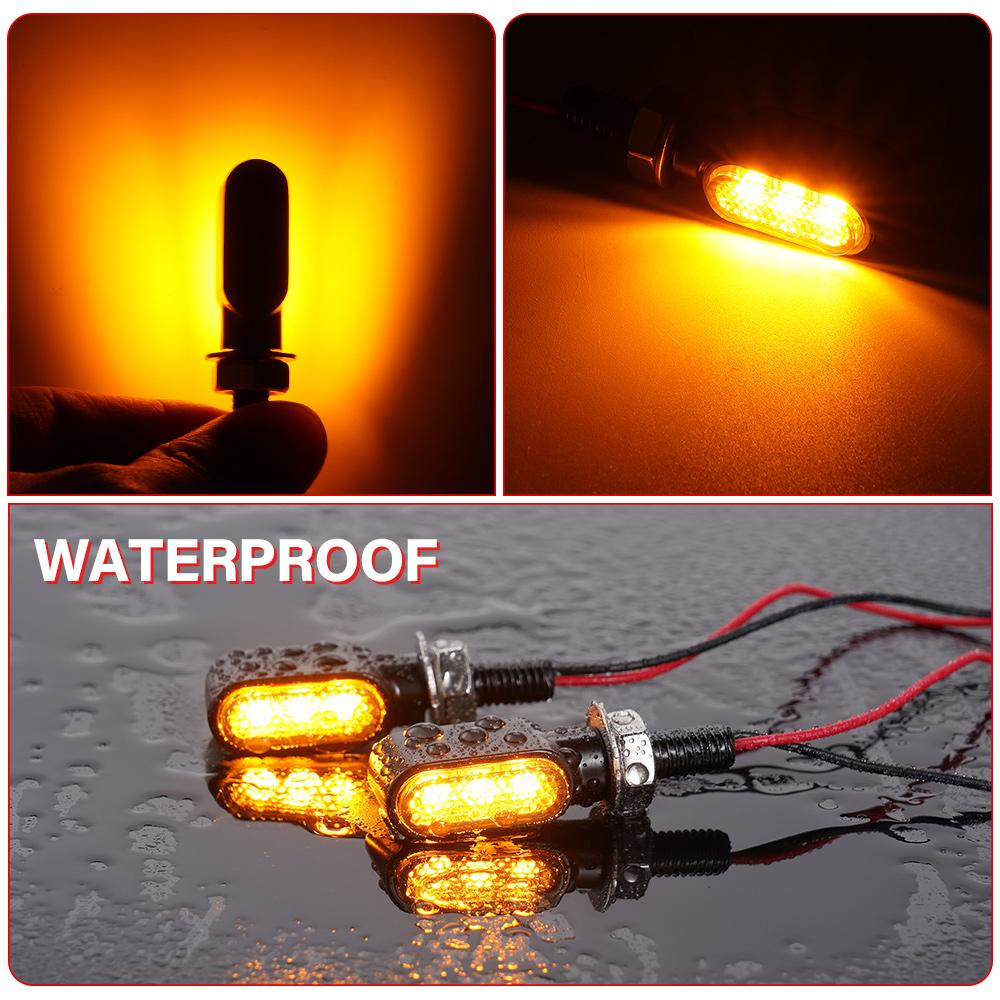 8mm 12V Motorcycle Turn Signal Light Lamp Indicators Blinker 3 High Brightness LED Led  for Honda Yamaha Kawasaki Cafe Racer