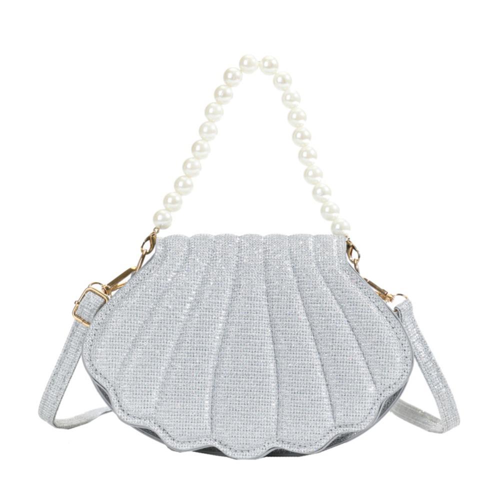 

PU Crossbody Bag Pearl Handbag New Banquet Bag Women серебряный