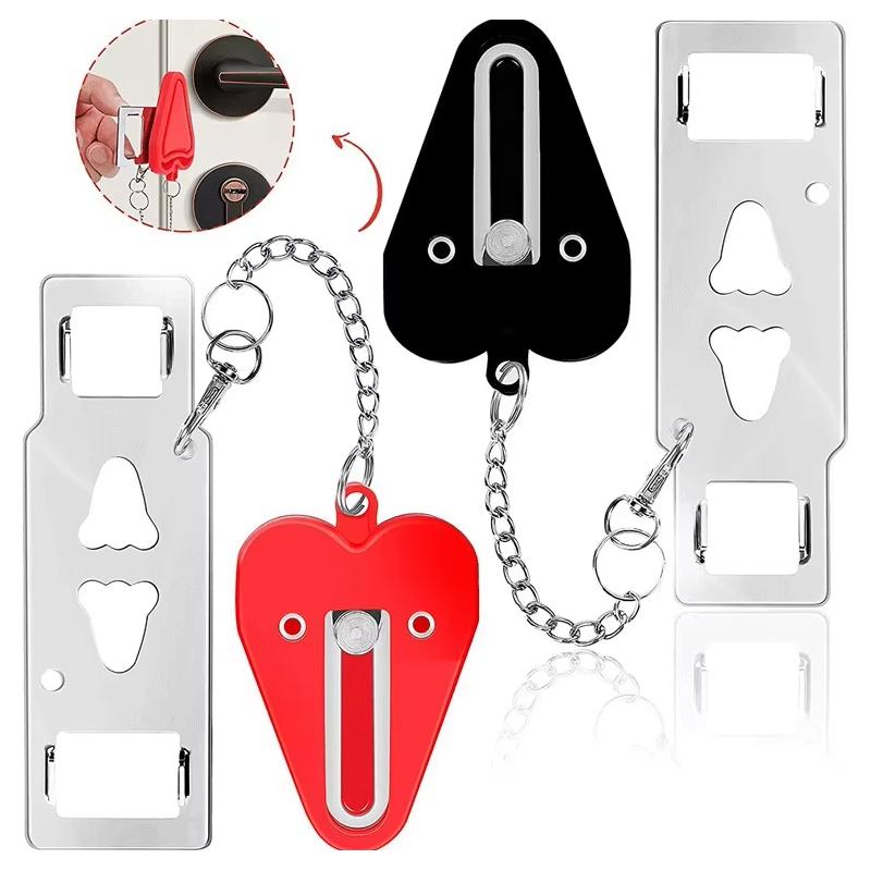 1/2pcs Security Portable Door Lock Latch No Drill Manual Hotel Room Devices For Add Security Holes Removable For Travel Safety