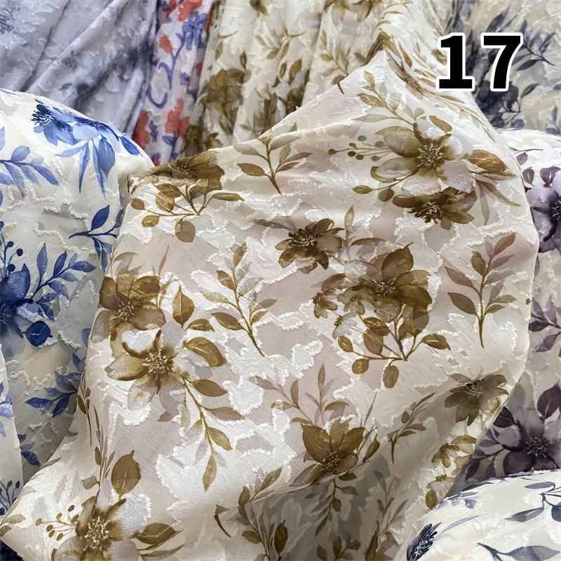 Nowa Tkanina Szyfonowa Miękka Półprzezroczysta Lekka Oddychająca Styl Chiński Żakard Kwiatowy na Sukienki DIY Koszule Przeciwsłoneczne