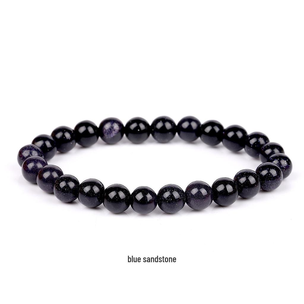 She Yao Natürlicher Kristallachat Tigerauge Armband - Modeschmuck mit einzelnen runden Perlen