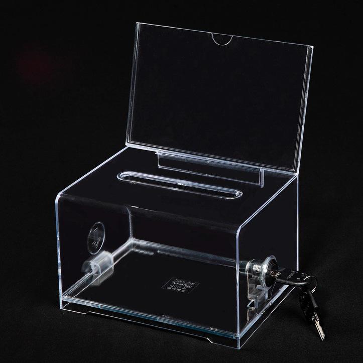 Transparent Lockable Business Card Holder - Large Capacity Desktop Storage Box