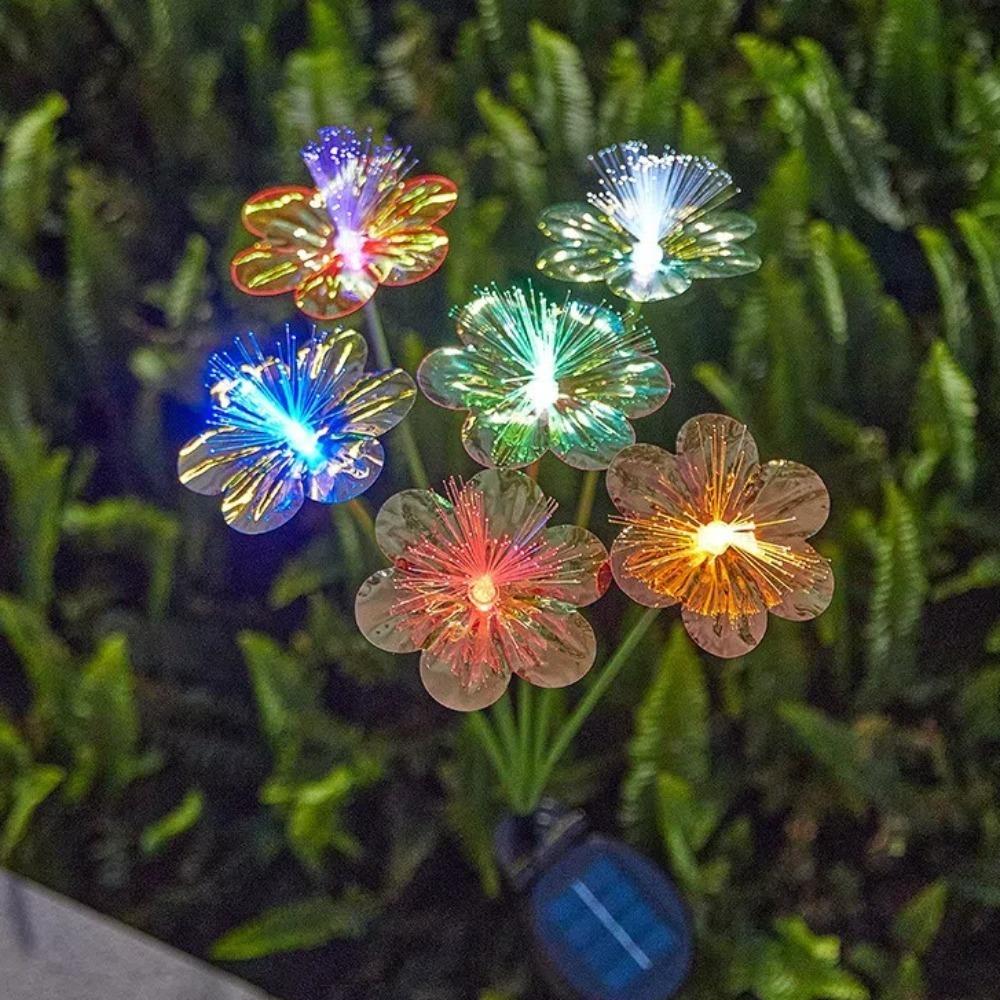 Waterproof Solar Fiber Optic Flower Fiber Optic 6 Heads Solar Garden Lights Simulation Flower Lawn Night Lights Wedding Party