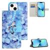 For iPhone 15 Flip Leather Wallet Case 3D Pattern Printing Stand Phone Cover