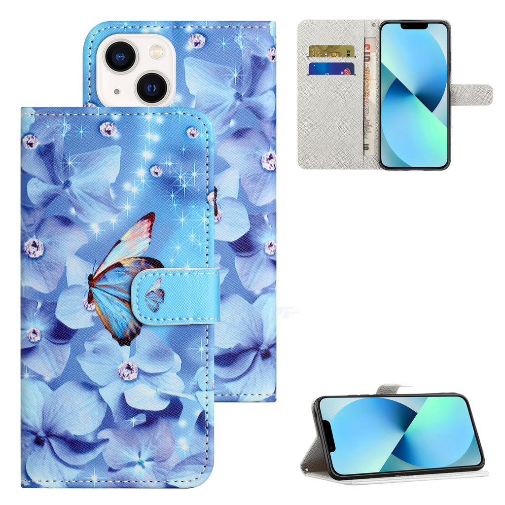 For iPhone 15 Flip Leather Wallet Case 3D Pattern Printing Stand Phone Cover
