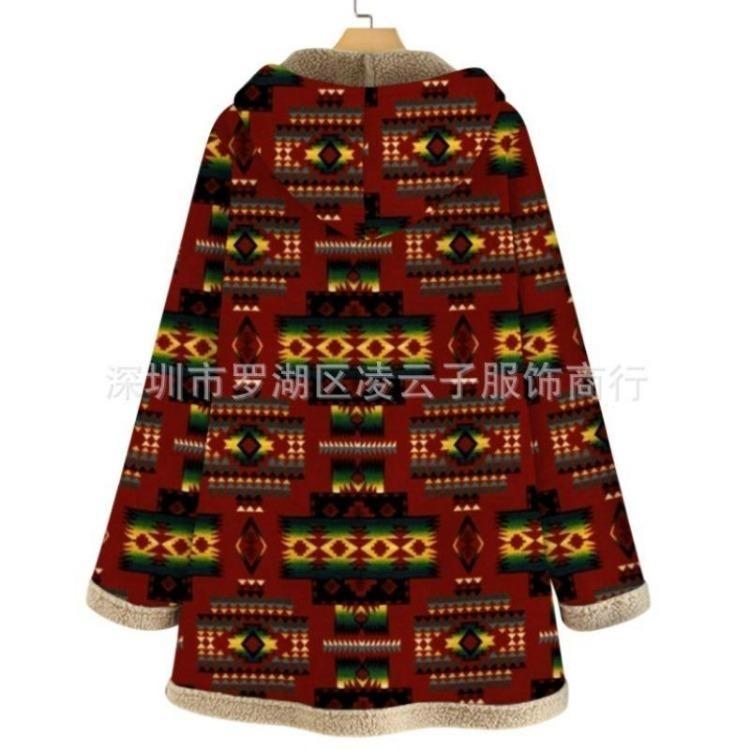 Vintage Women Fleece Jacket Warm Hooded Coat Loose Fit Zipper Pocket Fashion Outerwear Spring Winter
