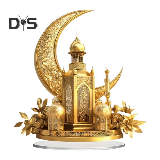 

Акриловый лунный замок, украшение 2D, плоский золотой полумесяц, мечеть, настольная вывеска, праздничная вечеринка, домашний офис, гостиная, спальня, украшение рабочего стола жёлтый
