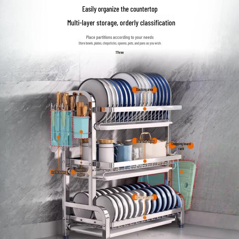 3-Tier Aluminum Countertop Dish Drying Rack