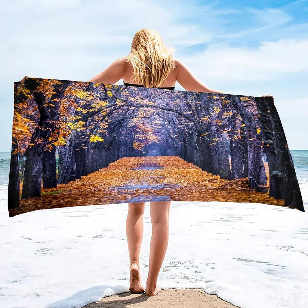 Microfiber Beach Towel,Absorbent Fall Bath Towel Oversized,Quick Dry Maple Leaf Beach Towel for Adult,Sand Free Swim Beach Towel