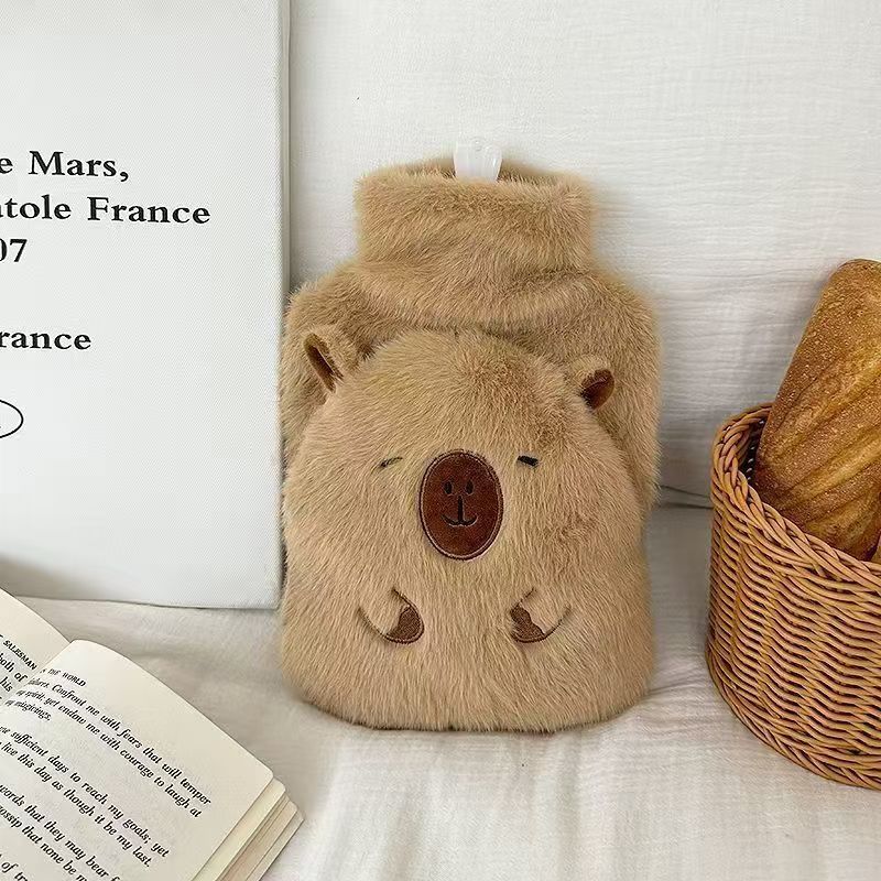 1pcs PVC Water-Filled Hot Water Bag Winter Warming Essential with Cartoon Plush Anti-Burst Design Water Injection Is Available