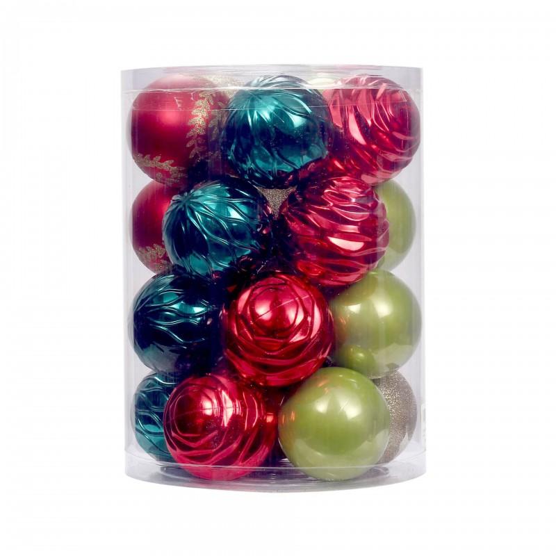 20pcs 8cm Assorted Shape Christmas Ornament Set Plastic Tree Decorations Holiday Party Home Decoration