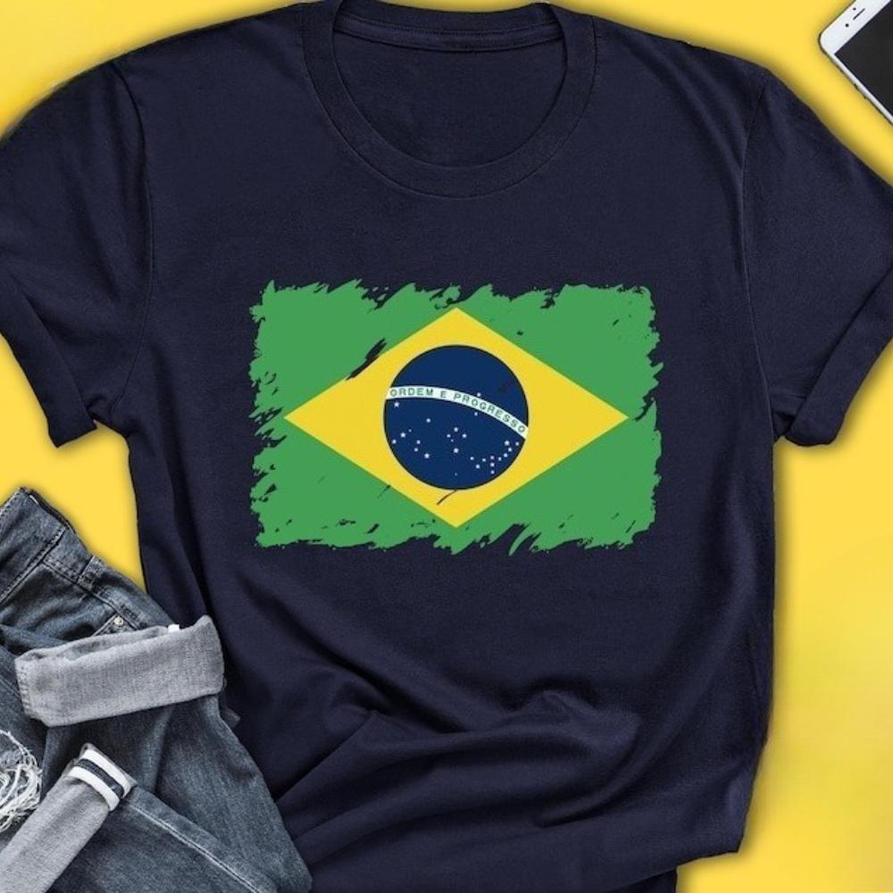 Brazil Flag Shirt Proud Brazilian Pride Graphic T Shirts Brazilian Root South America Flag Country Gift for Brazilian Woman Tee