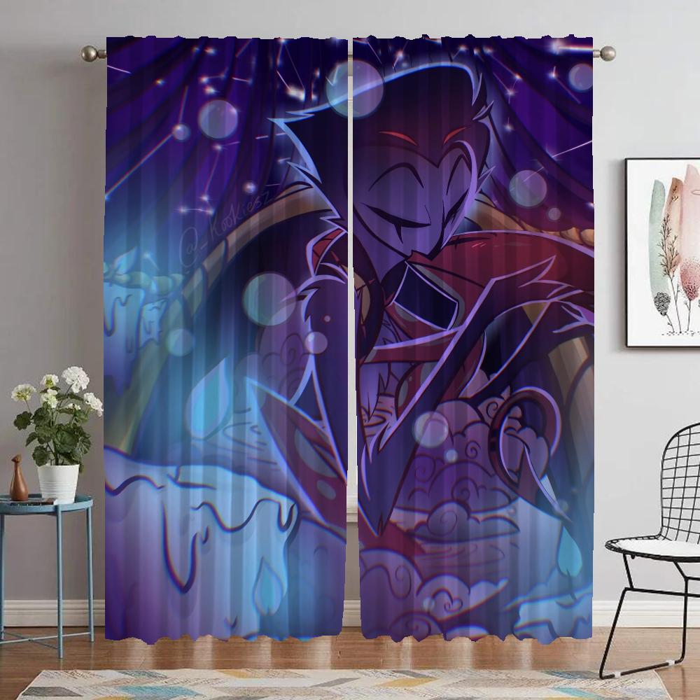 Helluva Boss Modern Living Room Curtains for Camera Home Interior Curtains 2 Pieces Partition Halloween Decoration Shades Child