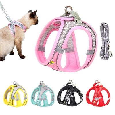 Katzengeschirr, reflektierendes Haustiergeschirr und Leinen-Set, verstellbares Haustiergeschirr für Katzen, kleine Hunde, Mops, Chihuahua, Katzenzubehör