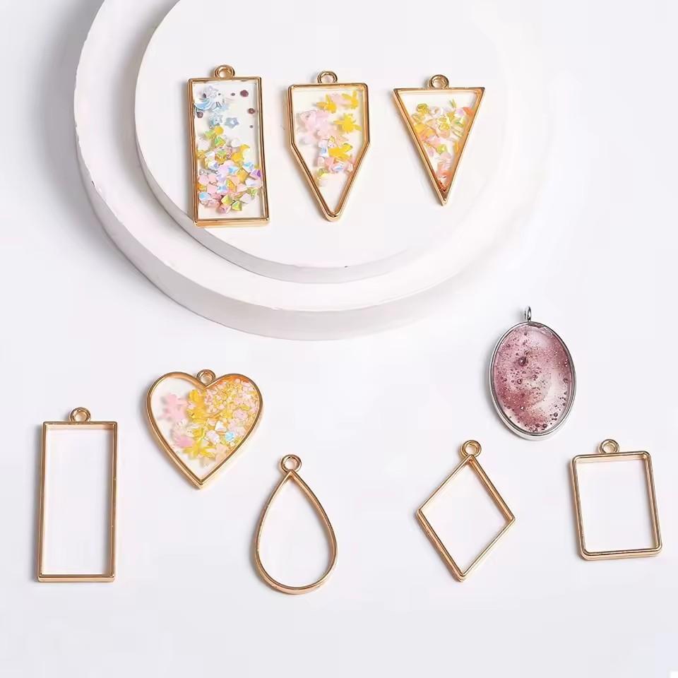 60Pcs/Lot Open Bezels For UV Epoxy Resin  Kit Hollow Frame Pendants Resin Craft Bezels Alloy Jewelry Molds For Resin Casting