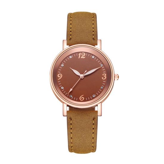 

Women Faux Leather Strap Watch Luminous Round Dial Analog Watch Minimalist Ladies Casual Formal Wristwatch Gifts for Her коричневый