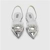 Designer Woman Fashion Sexy Banquet Comfort Crystal Transparent Solid Color Pointed Toe Women Low Heel Sandals Zapatos De Mujer