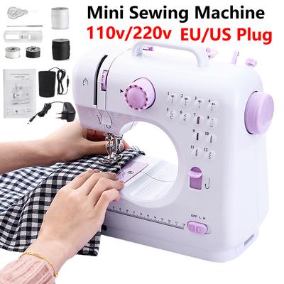 505A Portable Household Mini Sewing Machine Double Speed 12 Built-In Stitches for Beginner DIY Clothes Crafting Mending Machine