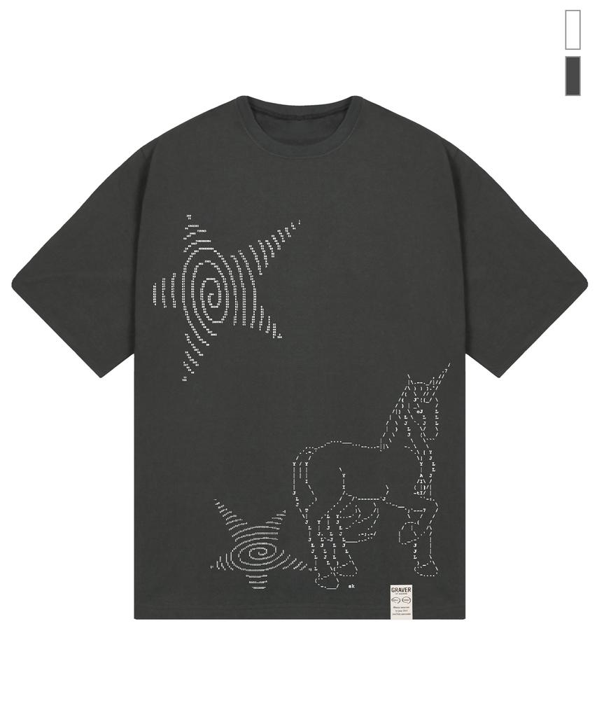 GRAVER [Unisex] Ascii Unicorn Short Sleeve T-Shirt_2 Colors