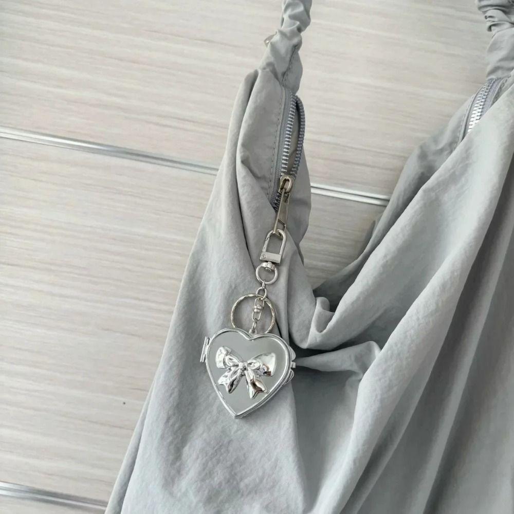 Korean Bag Hanging Keychain Heart Shape Cosmetic Mirror Key Chain Love Mirror Pendant  Spice Girl