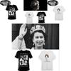 Gedenk-Unisex-T-Shirt für Königin Elizabeth II. mit kurzen Ärmeln in Schwarz und Weiß