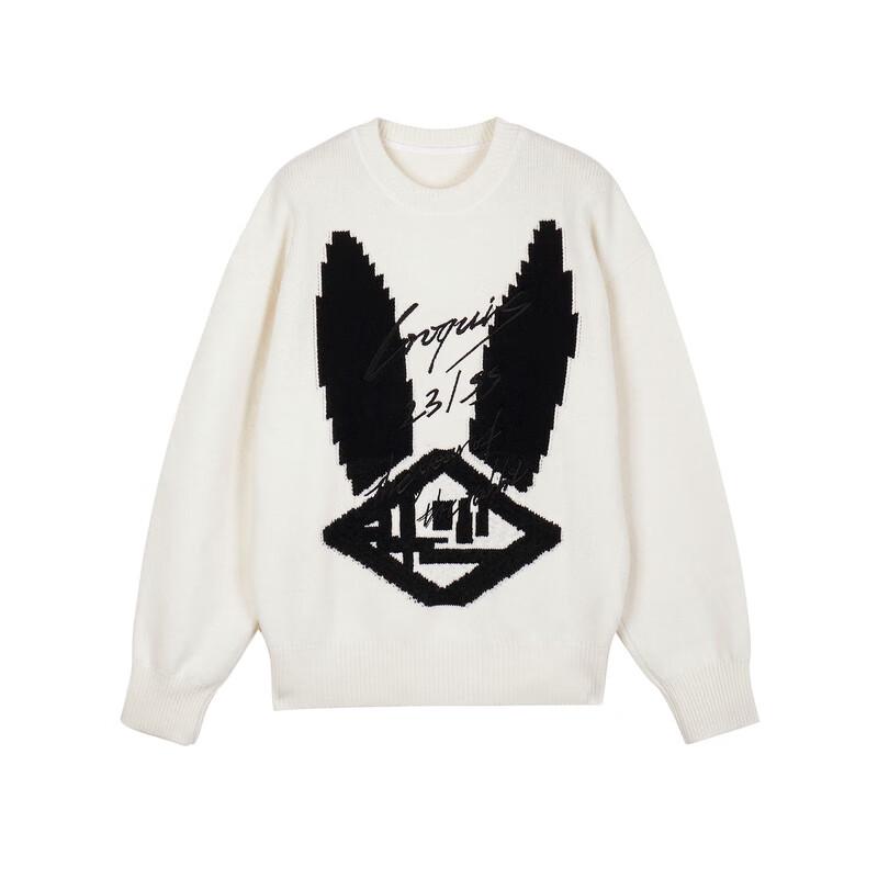 CROQUIS Men's 2023 Spring 9N1310400 Round Neck Letter Pullover Sweater